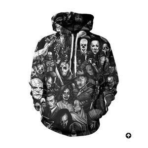 Horror Movie Icons Pullover Black & White Hoodie‎ Size LX-small XXL